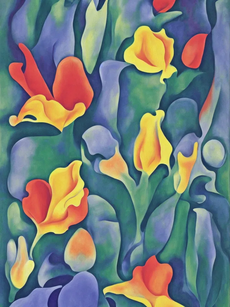 Image similar to an abstract painting of a flower by georgia o'keeffe,