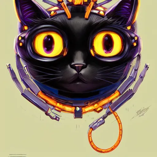 Image similar to a portrait of jinx the black cat as a god of destruction, with an intricate, detailed, urban inspired hiphop robot eye, vector behance hd jesper ejsing, rhads, makoto shinkai, lois van baarle, ilya kuvshinov, rossdraws, hd, 3 2 k, ilya kuvshinov, gustav klimt