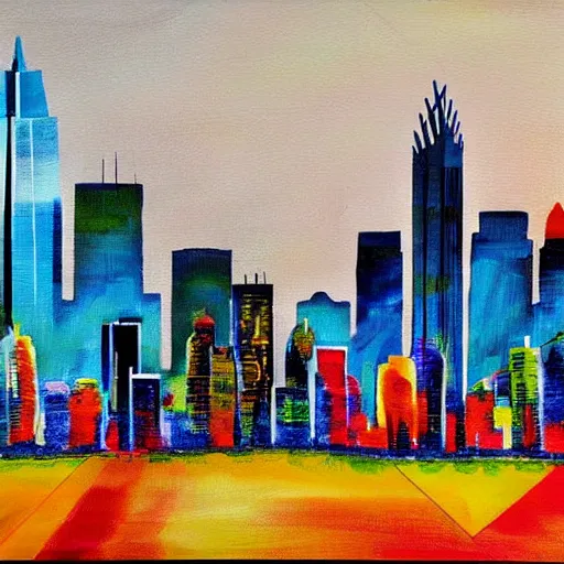 Image similar to colorful painting of atlanta skyline in the style of henri matiss