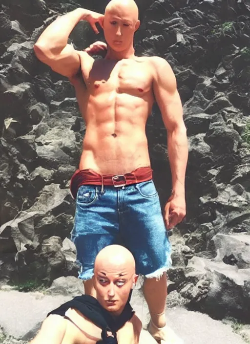 ripped shirtless saitama one punch man instagram, Stable Diffusion