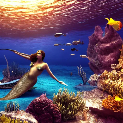 Image similar to a portrait of mermaid underwater atlantis, 4 k, photorealistic, organic, unreal engine