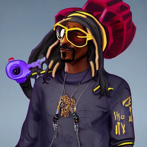 Image similar to snoop dogg overwatch hero concept character, trending on artstation