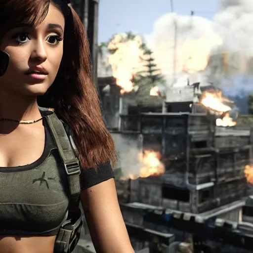 Image similar to Ariana Grande in Call of Duty, 4k