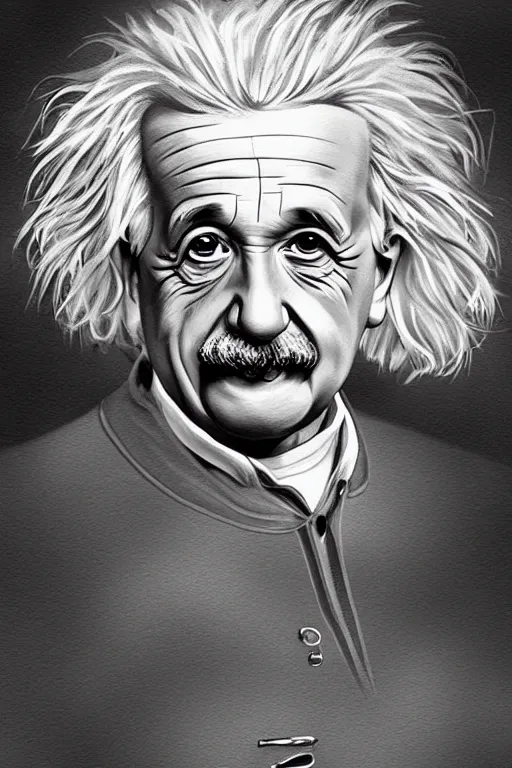 Prompt: intricate portrait of albert einstein in the style of charlie bowater