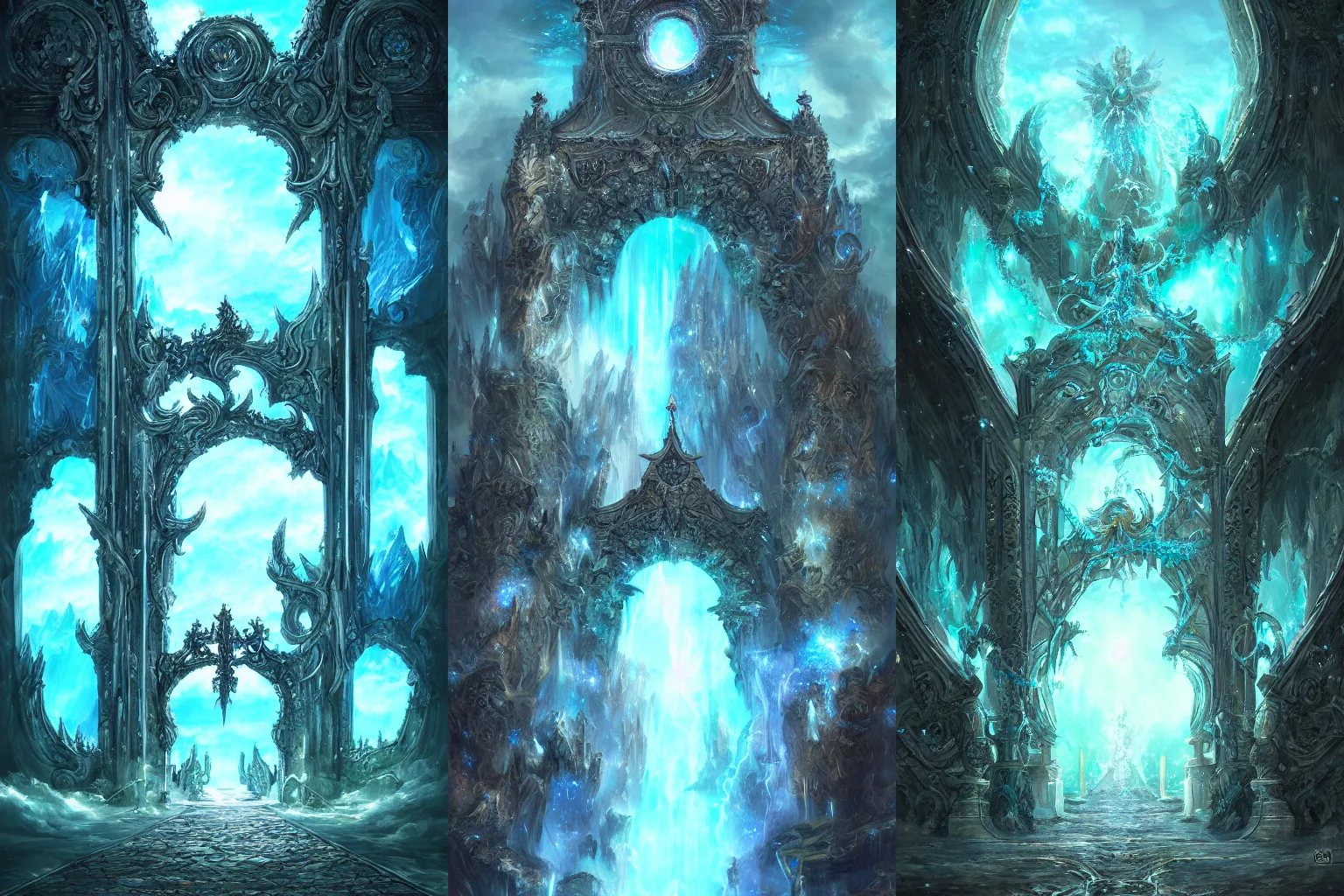 Prompt: the gate to the eternal kingdom of azure, fantasy, digital art, hd, detailed.