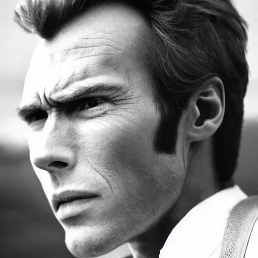 Image similar to young clint eastwood god perfect face coherent by kezie demessance