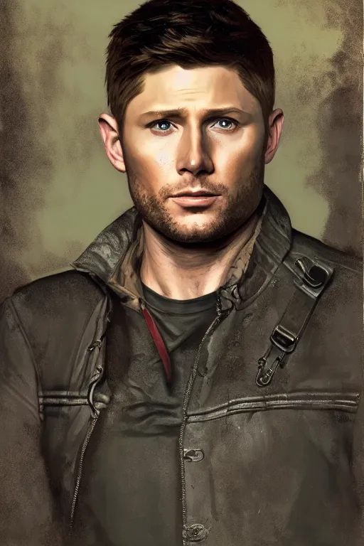 Image similar to a detailed matte portrait of an jensen ackles dressed as dean from the gilmore girls, masterpiece, 8 k, art by alphonse mucha and greg rutkowski