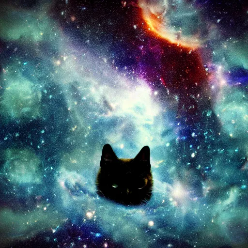 Prompt: eyes of cat in a explosion of a nebula