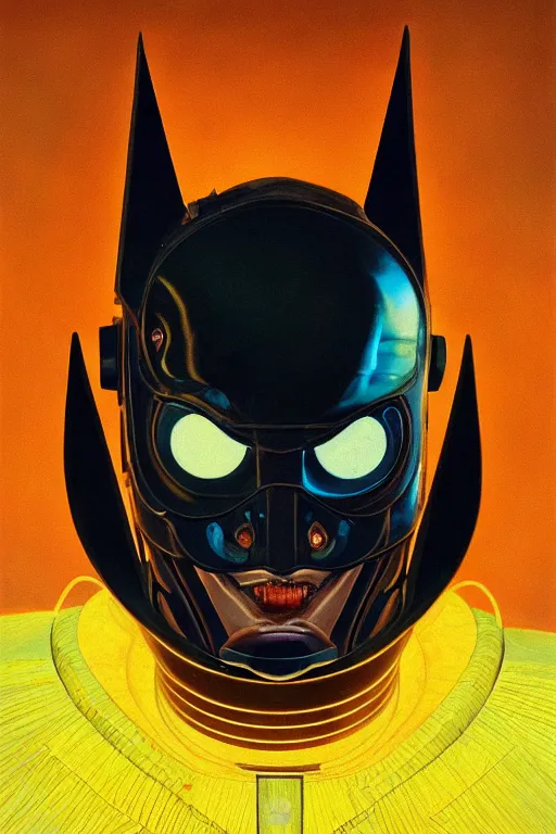 Prompt: a close-up portrait of cyborg bat, dramatic backlighting, golden hour, autochrome, high contrast, highly detailed, sharp focus, digital painting, concept art, illustration, rock, chiaroscuro, trending on artstation, art Francis Bacon and Lucian Freud
