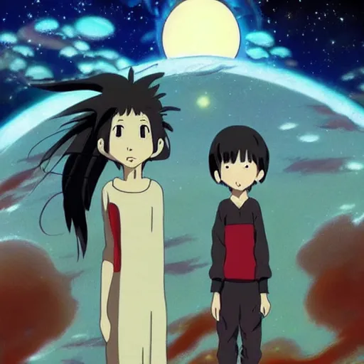 Image similar to Spirited away but in space, anime, amazing, beautiful