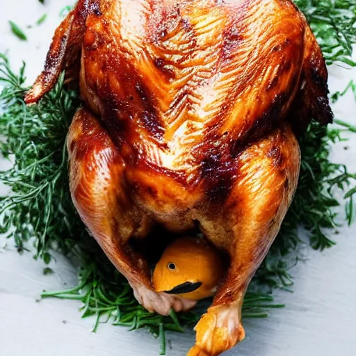 Prompt: a chicken inside a duck inside a turkey