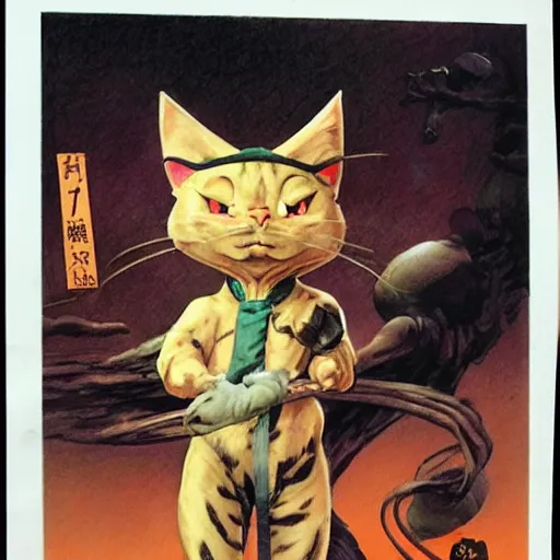 Prompt: kazuo koike wearing a cat costume tombow prismacolor artwork greg staples dug stanat christophe young eytan zana rumiko takahashi