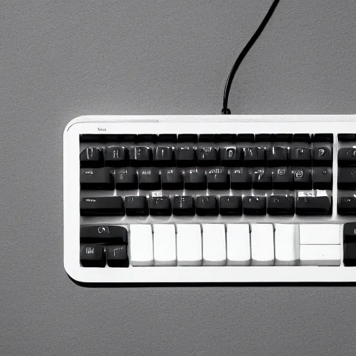 Image similar to Isometric product marketing photo of a beautiful keyboard designed by Dieter Rams