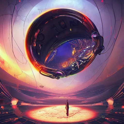 Prompt: neosvr!!! virtual reality metaverse engine, swirling portal!, a masterpiece matte painting inspired by karol bak, collaborative, warm, welcoming, trending on artstation, furry, anime, robot, cyberpunk