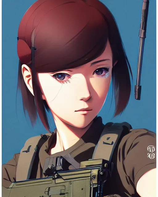 Image similar to girl wearing tactical gear, very anime, fine - face, audrey plaza, realistic shaded perfect face, fine details. anime. realistic shaded lighting poster by ilya kuvshinov katsuhiro otomo ghost - in - the - shell, magali villeneuve, artgerm, jeremy lipkin and michael garmash and rob rey