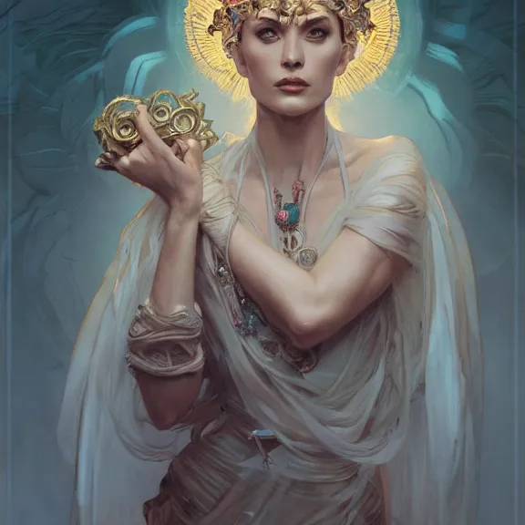 Image similar to portrait of the ghost queen, painted portrait, 4k, trending on artstation, octane render, art by artgerm and greg rutkowski and alphonse mucha and craig mullins and James Jean and Andrei Riabovitchev and Marc Simonetti and peter mohrbacher