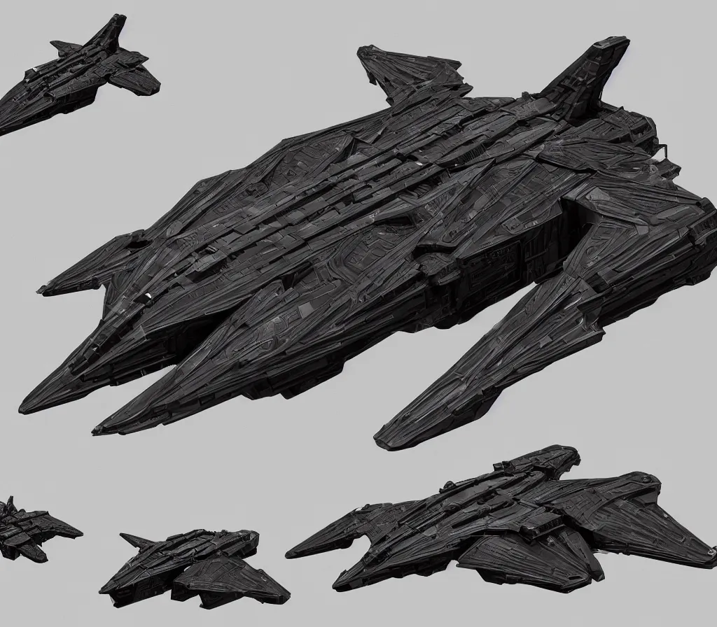 Prompt: hyperdetailed self - replicating spacecraft, futuristic, black, genius design, fancy wings, cool looking front, warship, highly armored, amazing structure, hd, sharp focus, illustration, studio light, highly detailed, sharp focus, trending on artstation