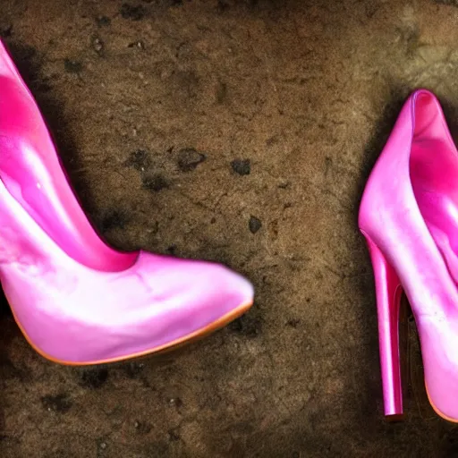 Image similar to medieval pink high heels, photoshoot, photography, 4 k, hyper realistic