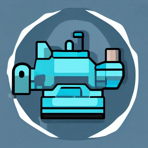 Image similar to a cute chubby tank icon stylized digital illustration minimalistic, blue scheme, fanart arstation