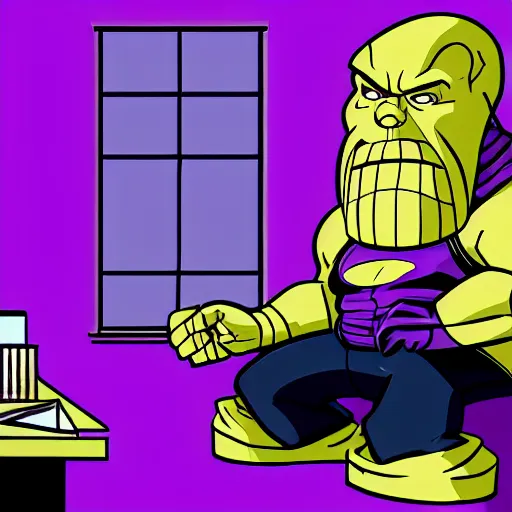 Image similar to thanos studying in school, highres