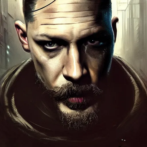 Image similar to tom hardy as henry dorsett case, cyborg, hacker, cyberpunk, painted by seb mckinnon, high detail, dramatic light, digital art, painted by greg rutkowski, promotional movie posterart, trending on artstation