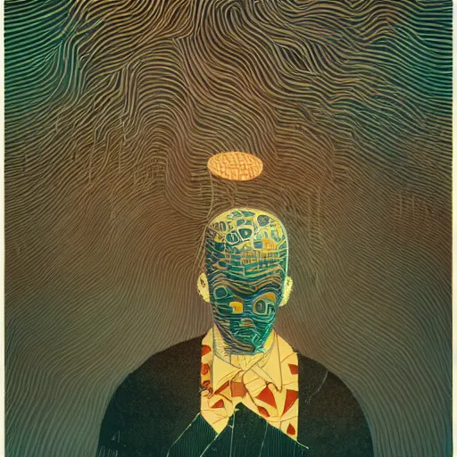 Image similar to syndrom of the imposter, by victo ngai, artgem and studio muto