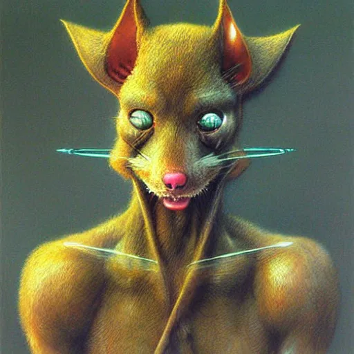 Image similar to portrait of gadget hackwrench from chip'n dale rescue rangers by luis royo and wayne barlowe, beksinski