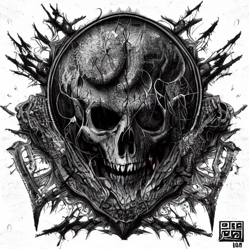 Image similar to HD intricate details fine line gothic grunge style death-metal horrorcore albumcover digital art trending on artstation