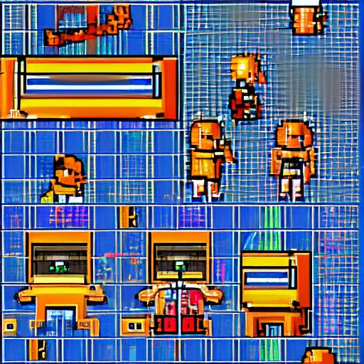 Image similar to cyberpunk protagonist, point - and - click adventure game, lucas arts adventure, pixelart, spritesheet