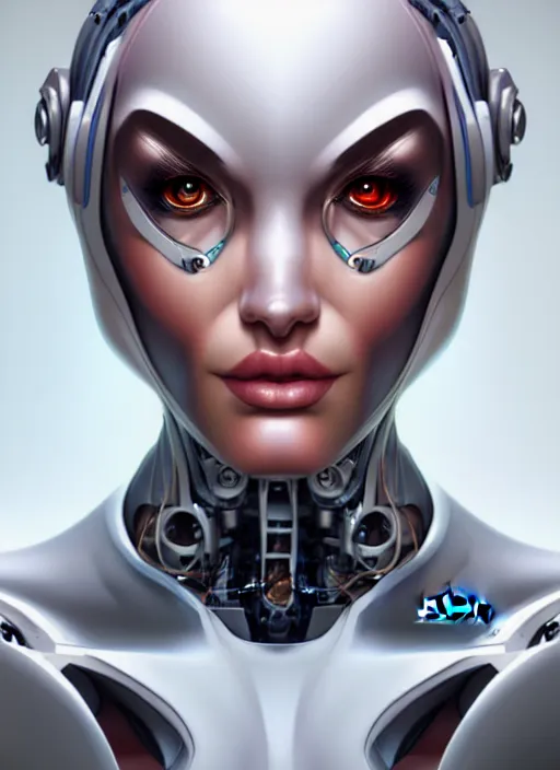 Image similar to portrait of a cyborg woman by Artgerm, biomechanical, hyper detailled, trending on artstation