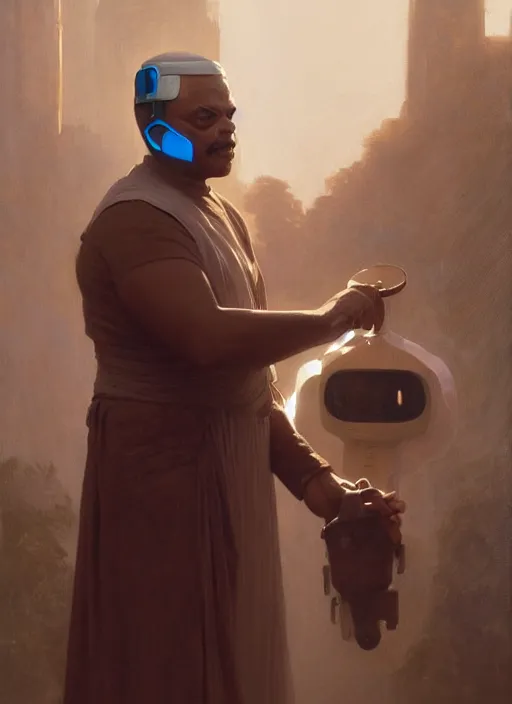 Image similar to Stephen McKinley Henderson as thufir hawat, human computer, VR headset, digital art from artstation by Ruan Jia and Mandy Jurgens and Artgerm and william-adolphe bouguereau