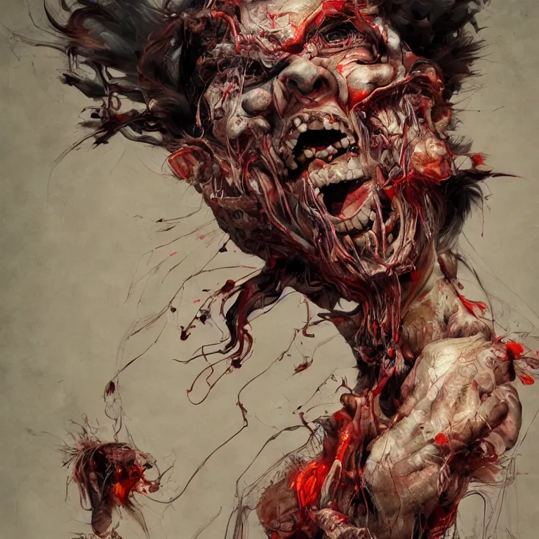 Image similar to screaming japanese demon in the style of adrian ghenie, 3 d render, esao andrews, jenny saville, surrealism, dark art by james jean, ross tran