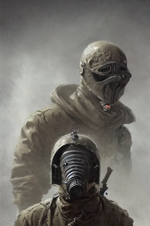 Image similar to Demonic German soldier in a gas mask, dark fantasy, intricate, highly detailed, smooth, artstation, painted by Wayne Barlowe, Greg Rutkowski, zdislav beksinski, Francis Bacon