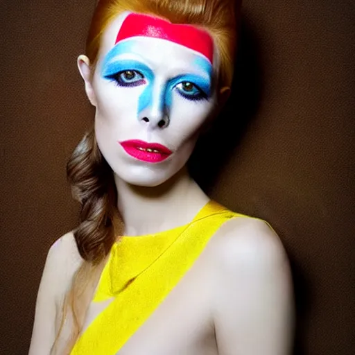 Image similar to a banana with david bowie makeup