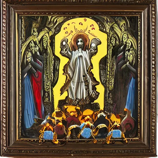 Image similar to Priest praying surrounded by demons, gothic art, detailed, award-winning art