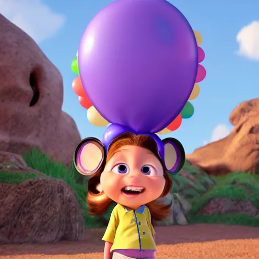 Prompt: mimi mathy as a disney character from up ( 2 0 0 9 ), octane render, 3 d render, photorealistic