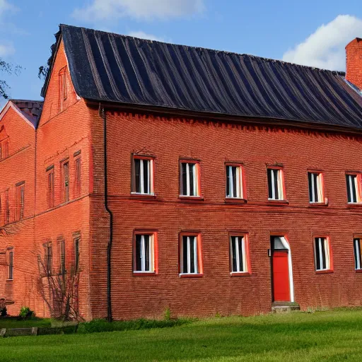 Prompt: 1 8 8 0 s big german farmhouse, red bricks, hannover, lower saxony
