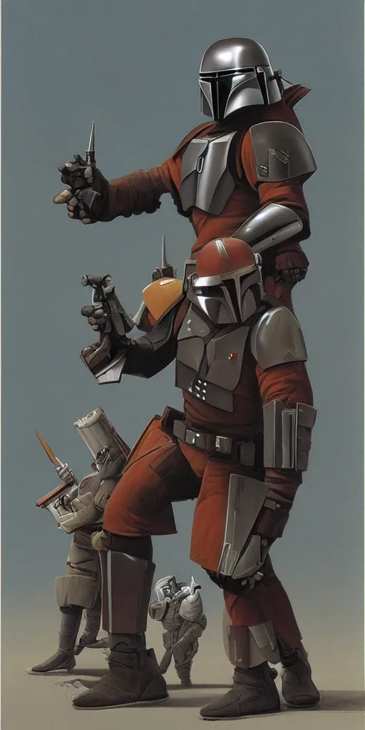 Prompt: Mandalorian concept art by Ralph McQuarrie