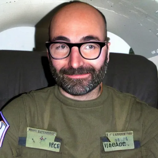 Prompt: michael vsauce in a military tank