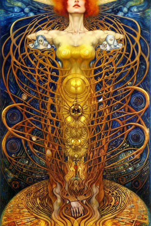 Image similar to Divine Chaos Engine by Karol Bak, Jean Delville, William Blake, Gustav Klimt, and Vincent Van Gogh, symbolist, visionary