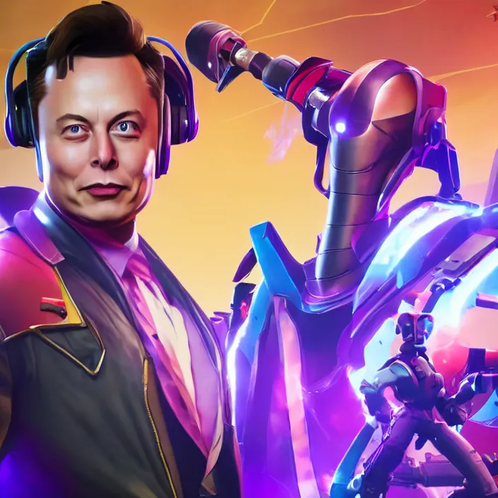 Image similar to Elon musk as a Fortnite character, cinematic, detailed