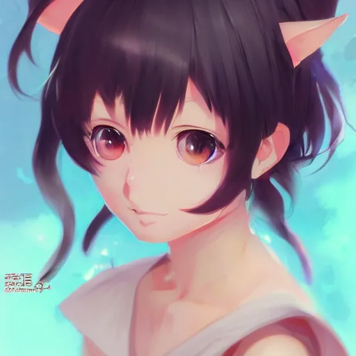 Image similar to an anime portrait of a cute cat girl by Stanley Artgerm Lau, WLOP, Rossdraws, James Jean, Andrei Riabovitchev, Marc Simonetti, and Sakimichan, trending on artstation