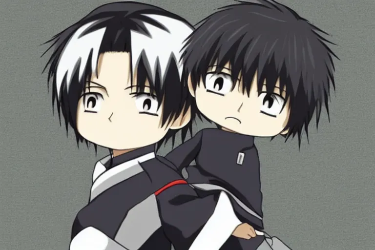 Image similar to hijikata toushirou, chibi, anime, short black hair, gintama