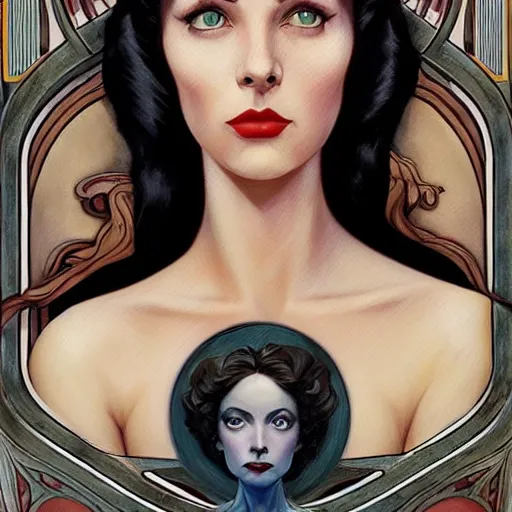 Image similar to a streamline moderne, art nouveau, multi - ethnic and multi - racial portrait in the style of charlie bowater, and in the style of donato giancola, and in the style of charles dulac. intelligent, expressive, very large eyes. symmetry, ultrasharp focus, dramatic lighting, photorealistic digital painting, intricate, elegant, highly detailed, symmetrical.