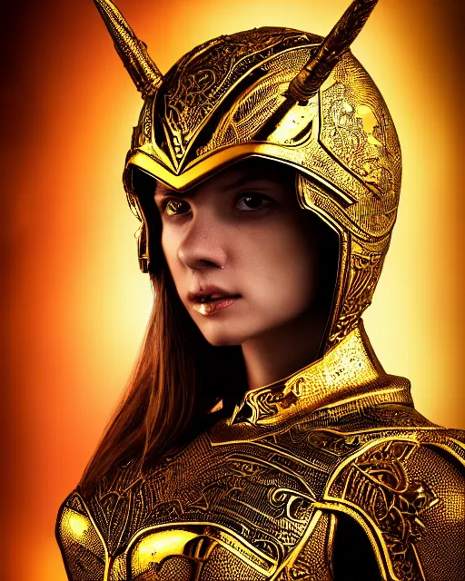 Prompt: comic book style portrait of woman in shining golden armor, high production value, intricate details, high resolution, hdr, high definition, masterpiece, realistic, ultrarealistic, highly detailed, hd, sharp focus, non blurry, sharp, smooth