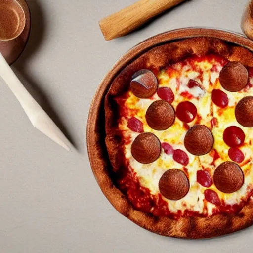 Prompt: a bowl made out of pizza, hyper realistic