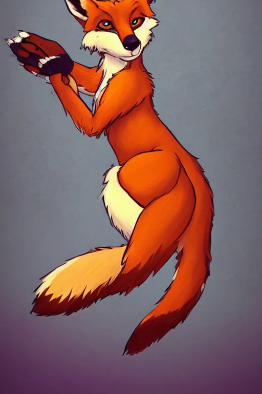 Image similar to a fox fursona, trending on artstation, by don bluth, furry art, digital art