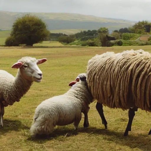 Prompt: film still of 2012 'King David', sheep tending scene