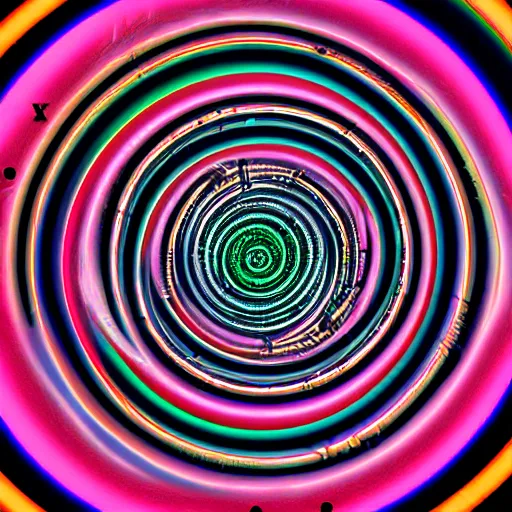 Prompt: psychedelic, spiral clock, black hole