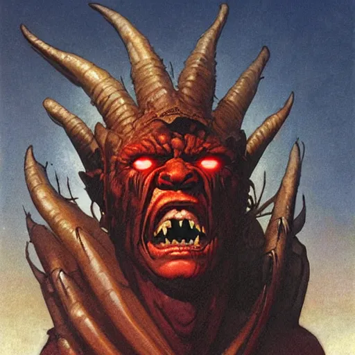 Image similar to head and shoulders portrait of an obsidian - skinned fire giant, d & d, fantasy, greg rutkowski, frank frazetta, alexandre chaudret, boris vallejo, michael whelan, miro petrov, hr giger, magali villeneuve, donato giancola